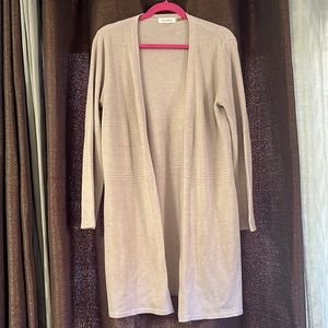CALVIN KLEIN Beige/Tan Long Open Cardigan